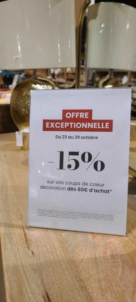 -15% sur la décoration dès 60€ d'achat